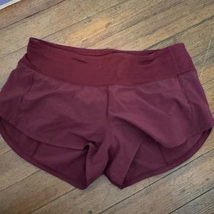 burgundy/wine lulu lemon speed up shorts